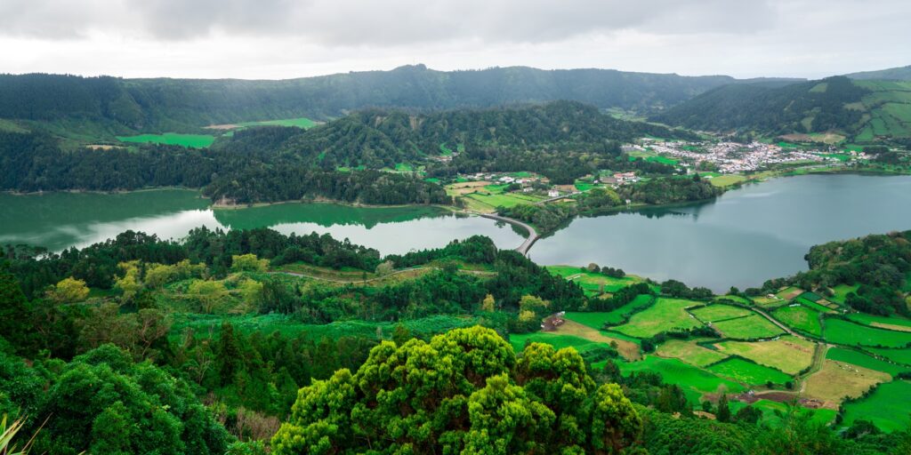 Beautiful mountain landscape in the Azores archipelago, Portugal